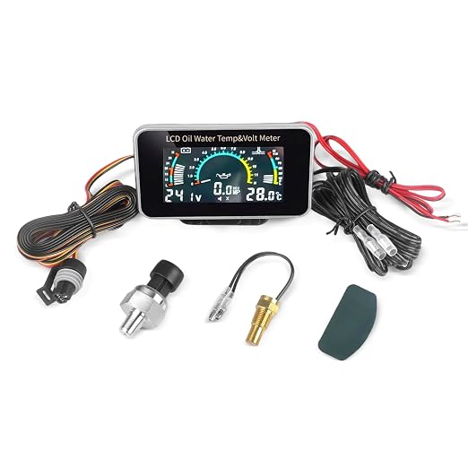 3-in-1 Auto Car LCD Meter Digital Oil Pressure Voltage Water Temperature Gauge by ZHSYMX