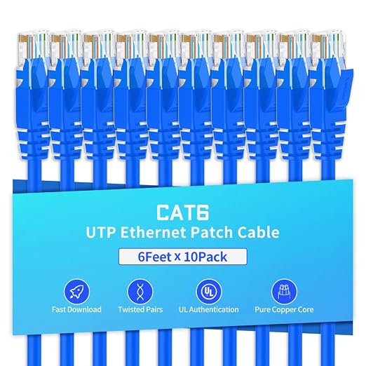 Cat6 Ethernet Cable 6 Feet 10 Pack Network RJ45 Cat6 Internet Patch Cable by XANHAM