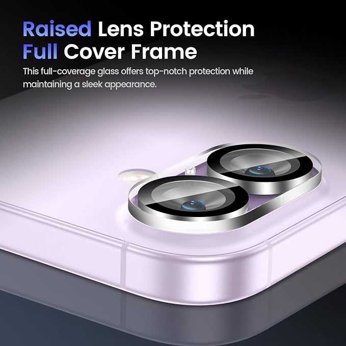 Tensea [3Pcs for iPhone 17/iPhone 16 Camera Screen Protector, Tempered Glass - Image 6