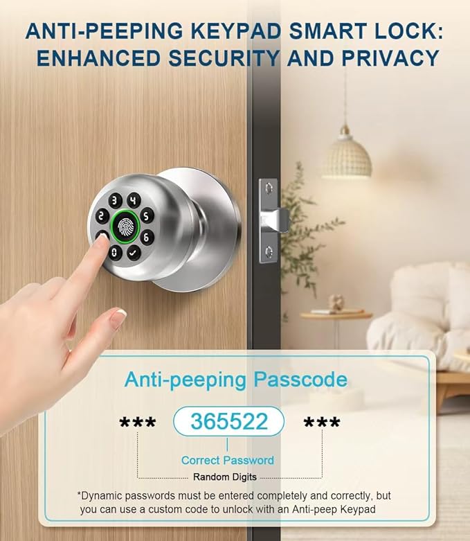 Fingerprint Door Lock, Smart Fingerprint Door Knob - Image 3