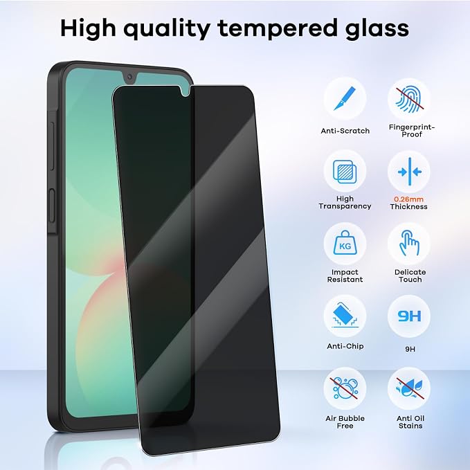 3+3 Pack for Samsung Galaxy A26 5G Privacy Screen Protector & Phone Camera Lens - Image 3