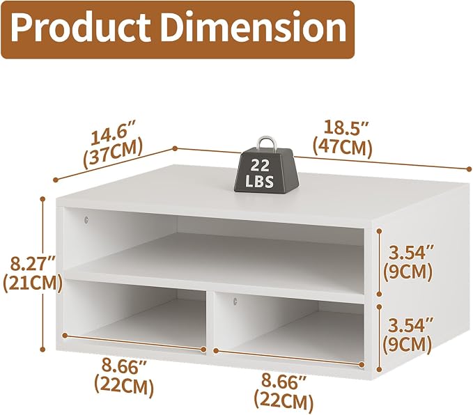 Desktop Printer Table with Storage, 2 Tier Printer Stand - Image 3