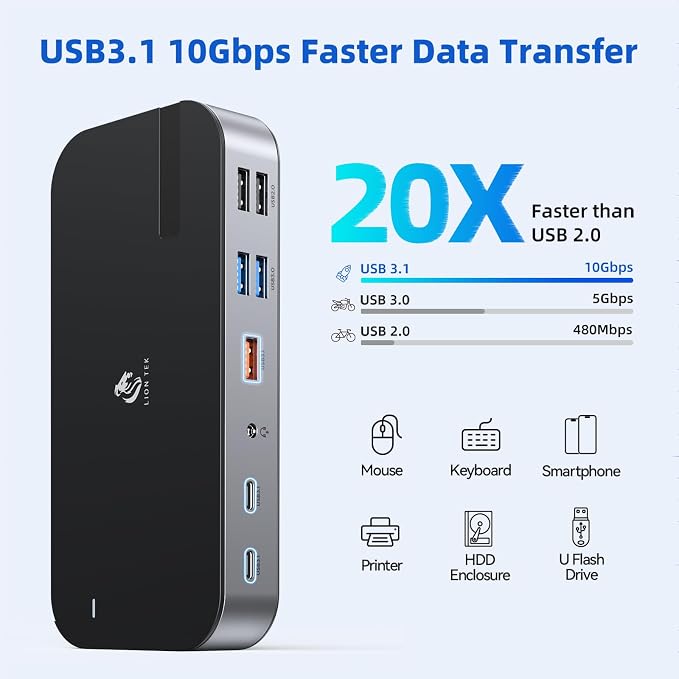 Laptop Docking Station, 16 in 1 USB C Docking Triple Monitor, USB C Dock Station - Image 7