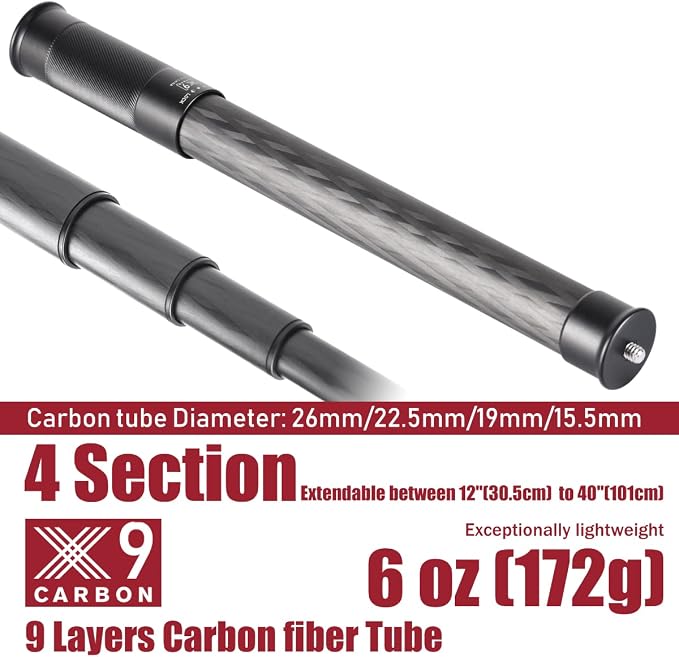 SHINEWEE Carbon Fiber Extension Pole – 4-Section Fast Twisting Lock Design | - Image 2