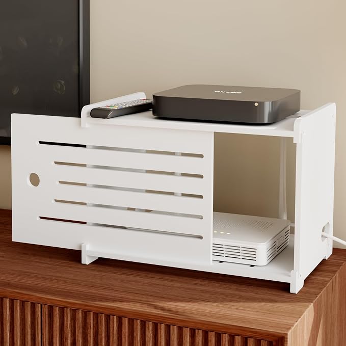 Wooden WiFi Router Storage Box Hider Shelf, Decorative Projector Box Hider Rack by Haidaiya