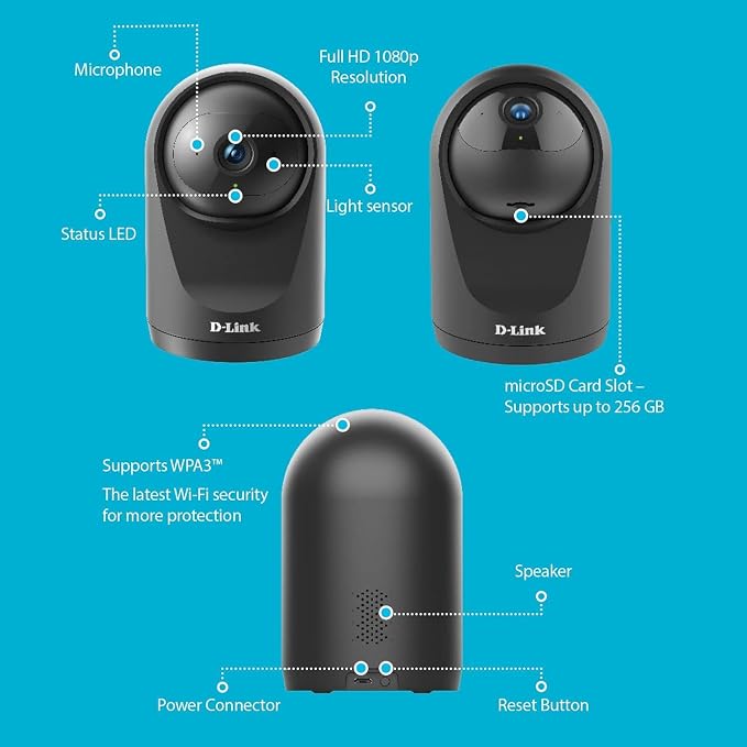 D-Link Pro Series Compact Full HD Pan & Tilt Wi-Fi Camera w/ 360 Degree View - Image 2