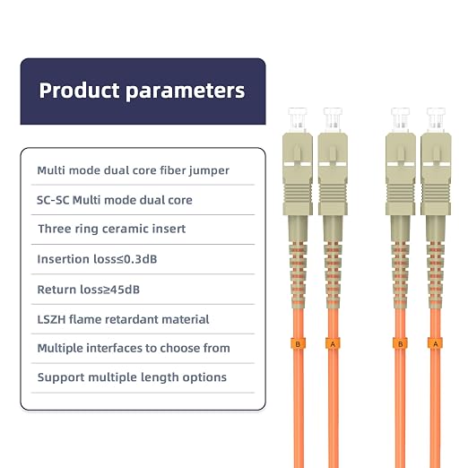 OM1 SC/UPC to SC/UPC Fiber Patch Cable 1M/3FT Multimode Duplex 62.5/125μm Fiber - Image 3