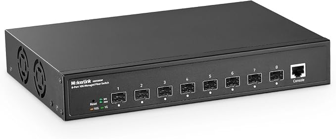 MokerLink 8 Port 10G SFP+ Managed Fiber Switch, 1G/10G SFP Slot, L3 Web/CLI by MokerLink