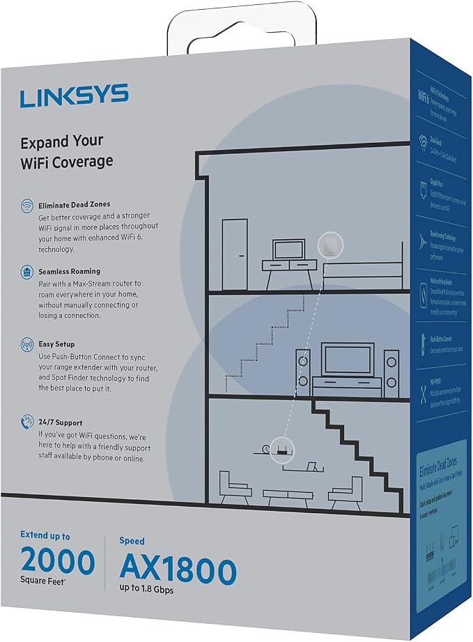 Linksys RE7350 Dual-Band Wi-Fi 6 Wireless Range Extender - Image 6
