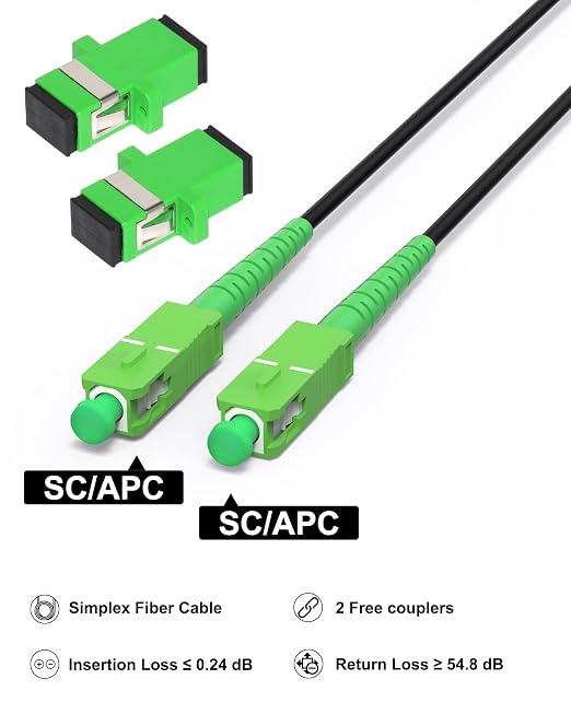 20M/65ft SC/APC Fiber Optic Internet Cable Extension, SC/APC to SC/APC Armored - Image 5