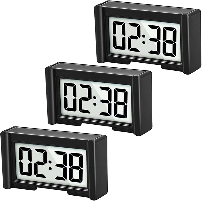 YOUNGFLY 3PCS Small Digital Clock, Vehicle Adhesive Clock by YOUNGFLY
