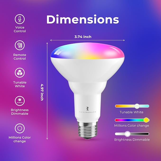 THIRDREALITY Smart Color Bulb ZB3, Zigbee hub Required, 650 Lumens, BR30/E26 - Image 3