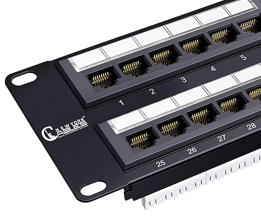 Newyork Cables 48 Port Cat6A Patch Panel, 10Gb Ethernet, 2U 19-Inch Rack or by NewYorkCables