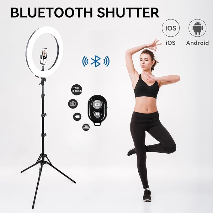 Ring Light Kit 18" 55W 5500k dimmable LED Light, 70inch Foldable Stand - Image 3