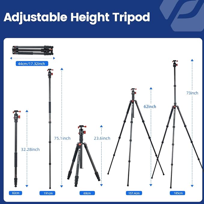Fotopro 73" Carbon Fiber Tripod - Image 4