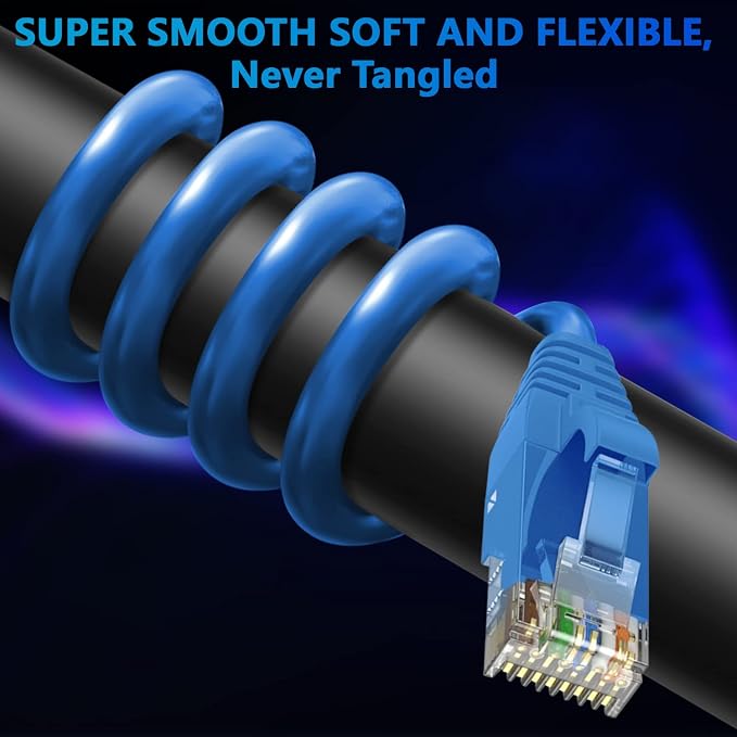 Adoreen Cat 6 Ethernet Cable 150 Ft-Blue, Outdoor & Indoor Snagless Long Round - Image 2