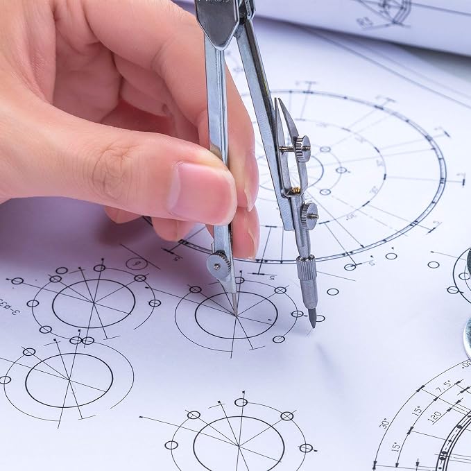 Drawing Compass and 6 Inch Protractor, Student Geometry Math Set - Image 7
