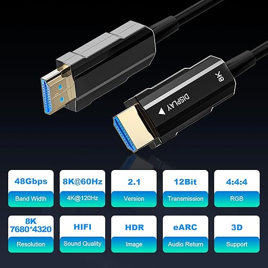 8K HDMI 2.1 Cable 40ft, Long Fiber Optic HDMI Cable, Ultra High Speed Thin HDMI - Image 2