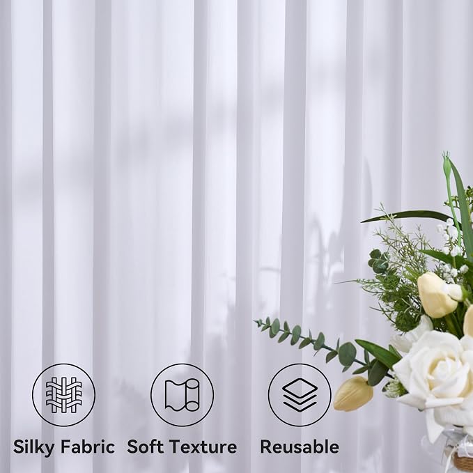 20ft x 14ft Wrinkle Free White Backdrop Curtains - Image 5