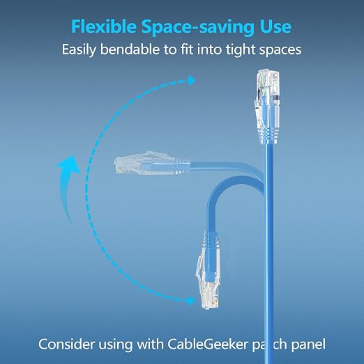 CableGeeker Patch Cables Cat6a 5ft Slim, Cat6 Ethernet Patch Cable 10G Support - Image 3