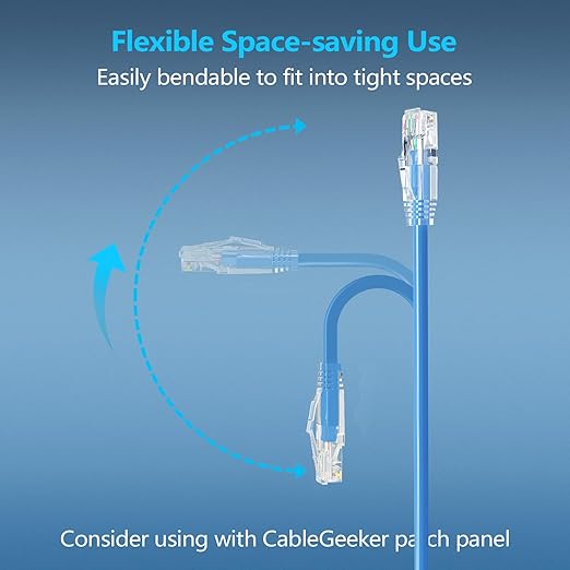 CableGeeker Patch Cables Cat6a 0.5ft Slim, Cat6 Ethernet Patch Cable 10G Support - Image 3