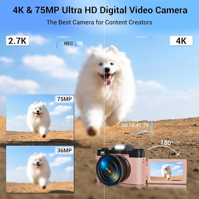 4K Digital Camera for Photography, 75MP WiFi Vlogging Camera for YouTube - Image 2
