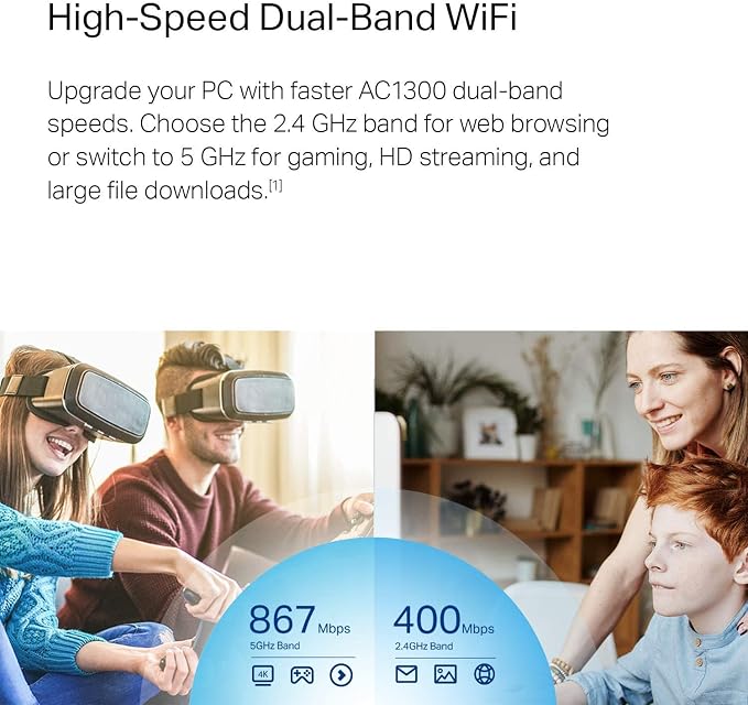 TP-Link USB WiFi Adapter, AC1300Mbps Dual Band 5dBi High Gain Antenna 2.4GHz/ - Image 3
