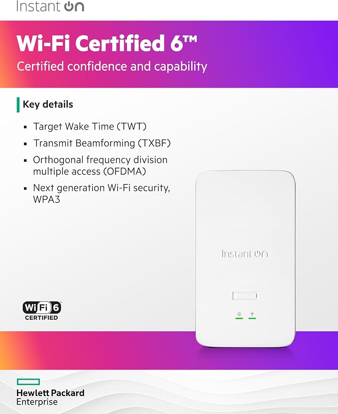 HPE Networking Instant On Access Point AP22D 2x2 WiFi 6 Indoor Wireless Access - Image 5