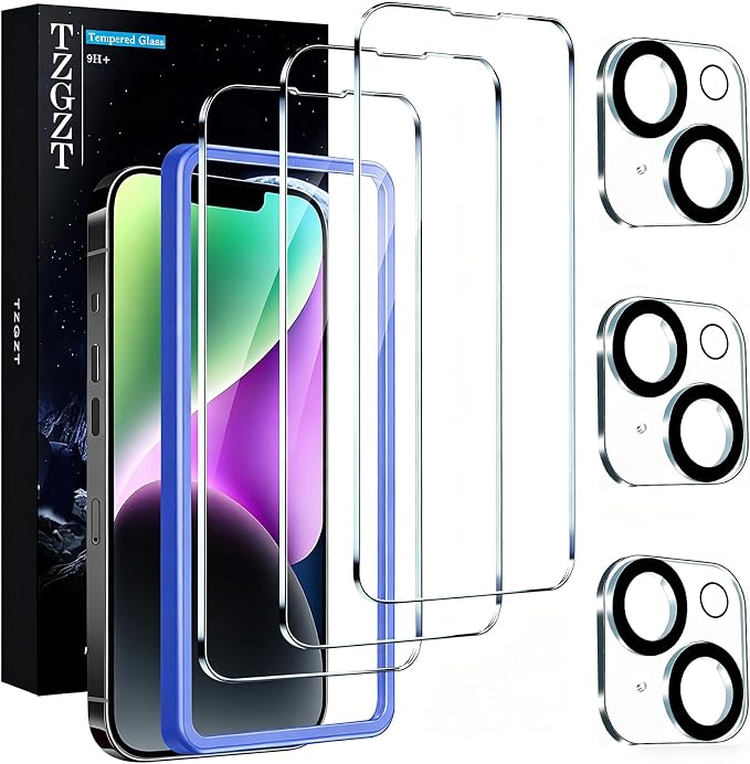 TZGZT 3 Pack Screen Protectors for iPhone 14, 9H Tempered Glass, Military Grade by Unknown