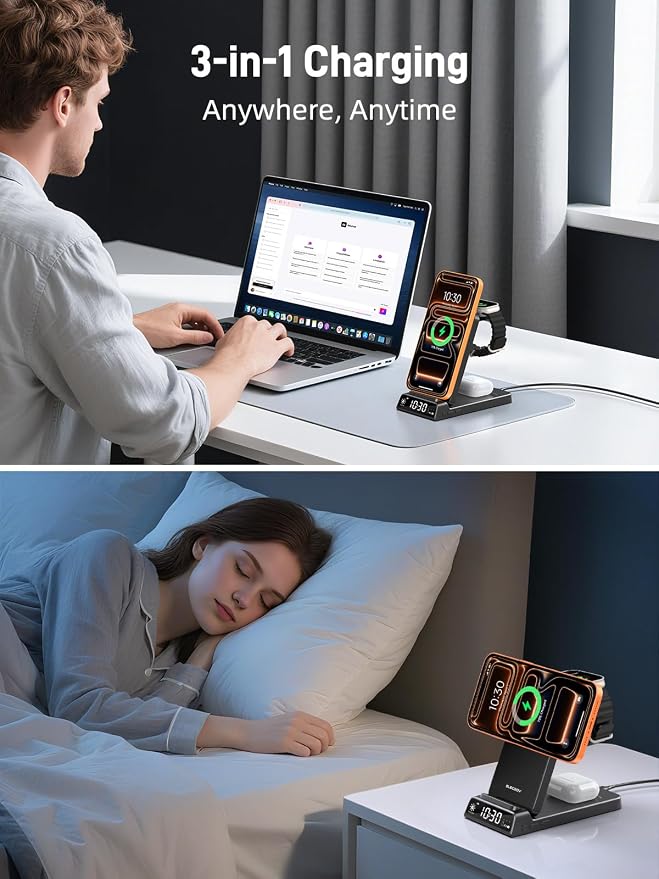 3 in 1 Charging Station for Apple, ELECDOV Magnetic Charger for iPhone - Image 5