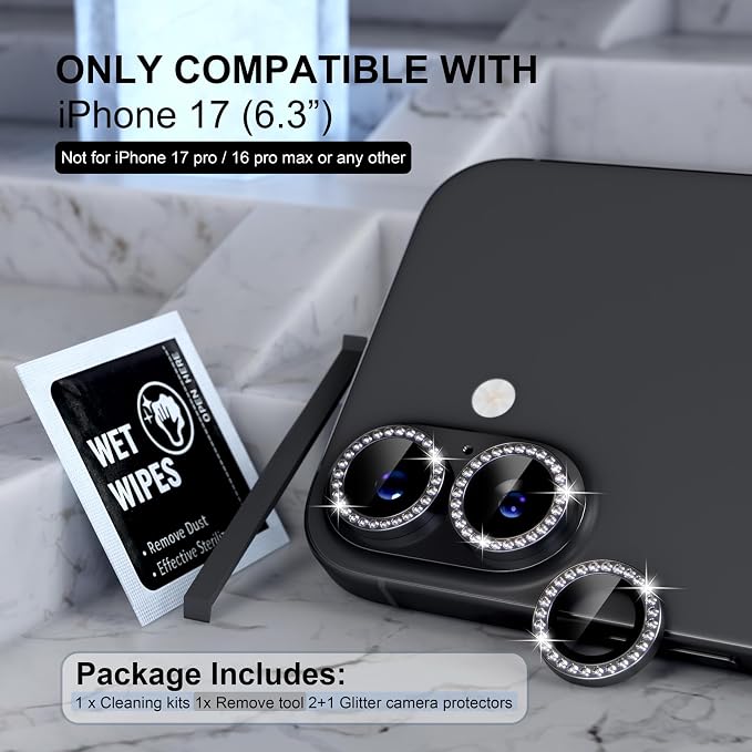 Choiche Compatible for iPhone 17 Camera Lens Protector Bling, 9H Tempered Glass - Image 2