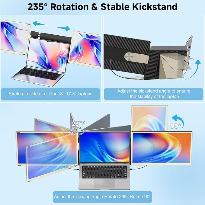KEFEYA Laptop Screen Extender 15.6", FHD 1080P Portable Triple Monitor - Image 7