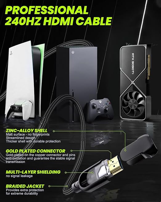 Certified HDMI 2.1 Cable 3ft, Ultra High Speed HDMI Cable, 4K HD 120Hz 144Hz 2K - Image 3