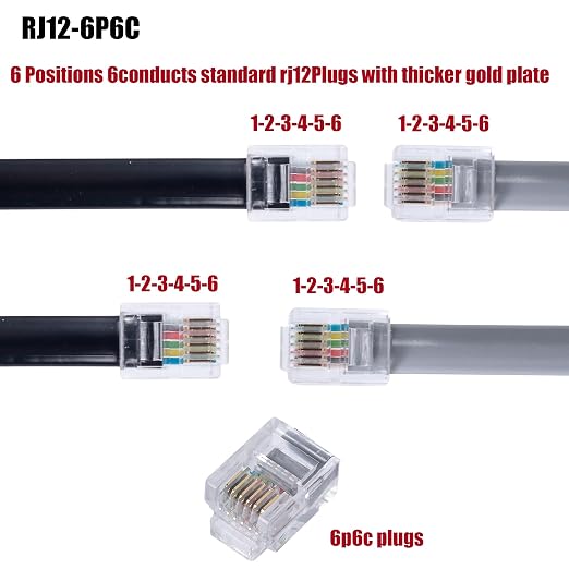 RJ12 Cable Phone Cord RJ12 6P6C Male to Male Straight Wired - Image 4