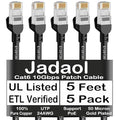 Jadaol Cat6 Ethernet Patch Cables 5ft 5-Pack, 10Gbps 24AWG Pure Copper RJ45 by Jadaol