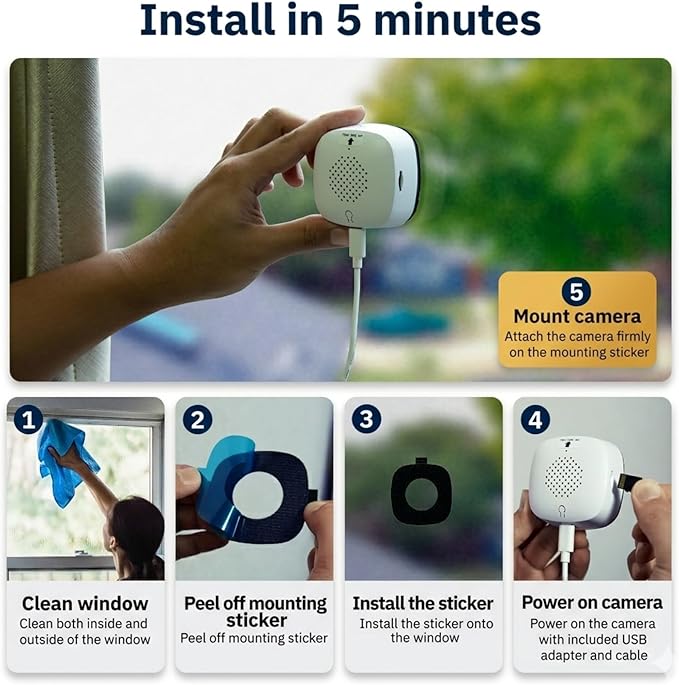 Girafit 3MP 2K Window Camera, 2.4GHz & 5GHz WiFi Indoor Cameras - Image 5