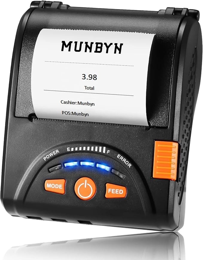 MUNBYN Bluetooth Receipt Printer, 58mm Mini Wireless POS Thermal Printer by MUNBYN