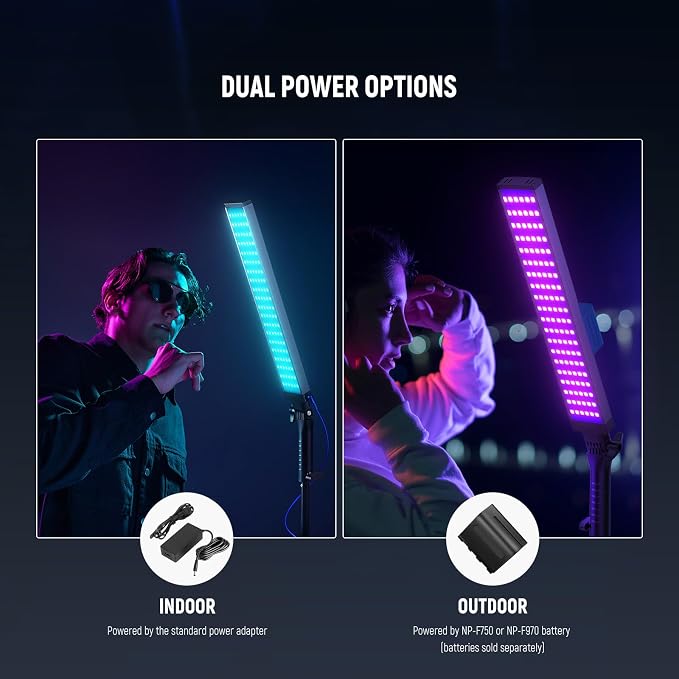 NEEWER Photography RGB Light Stick Kit, 2 Pack LED Video Tube Lights w/Stands - Image 6