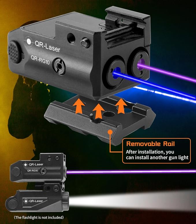 Red Green Purple Blue Laser Light Combo, 800 Lumens Tactical Flashlight Laser - Image 4