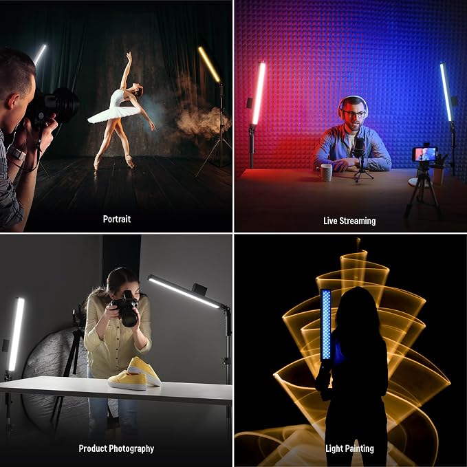NEEWER Handheld 2.4G LED Video Light Stick Kit, Upgraded 40W Dimmable - Image 2