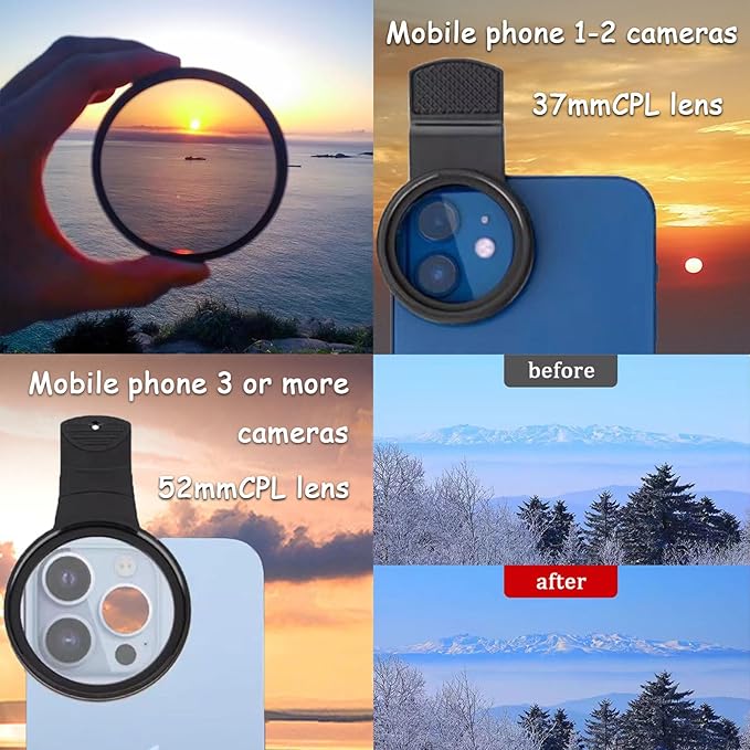 37mm CPL Polarized Phone Camera Lens, Universal Clip On CPL Phone Filter Lens - Image 3