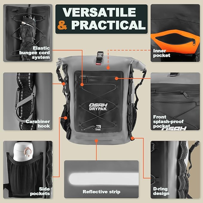 OSAH DRYPAK Waterproof Backpack Dry Bag 35L/55L/85L – Heavy Duty Roll-Top - Image 3