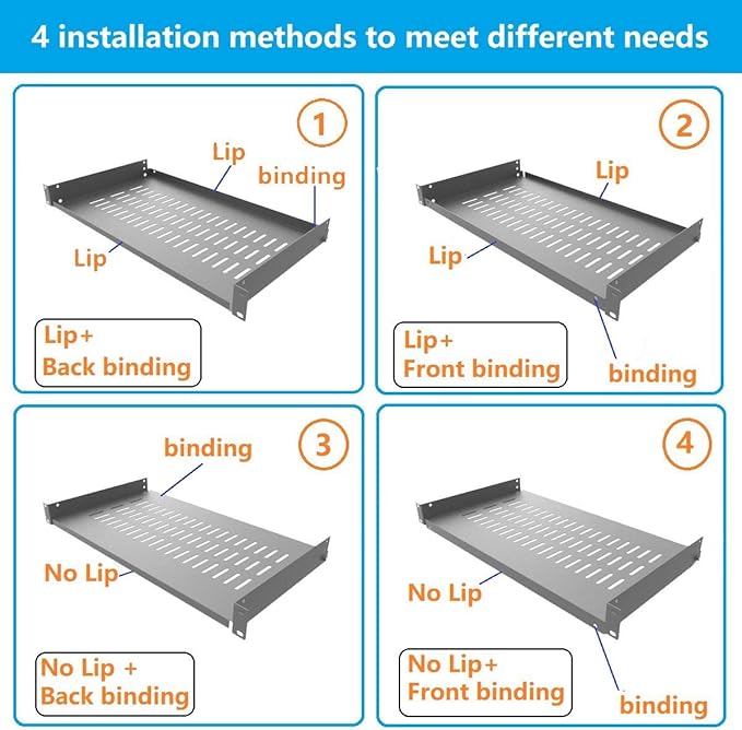 2 Pack of 1U Disassembled Vented Cantilever Server Rack Mount Shelf 10" Deep - Image 3