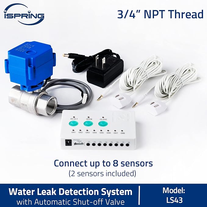 iSpring LS43 Water Leak Detector Alarm System, Automatic Shut-Off Valve and 2 - Image 3