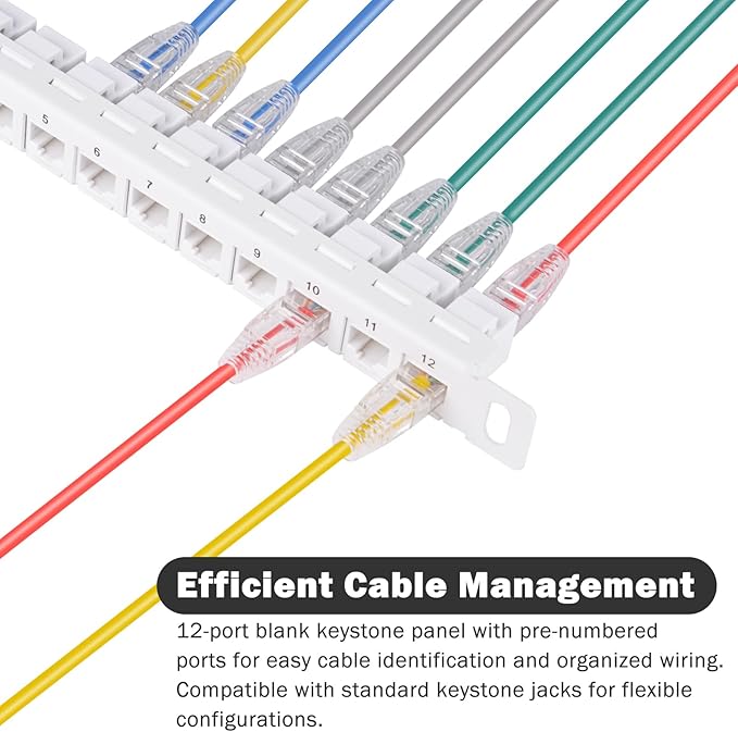 GeeekPi 10 inch 0.5U 12 Port Blank Keystone Patch Panel - Image 3