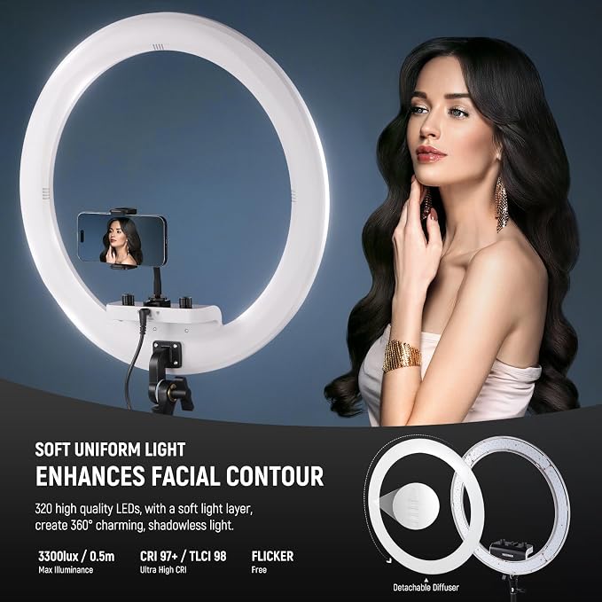 NEEWER 18 inch Ring Light with Tripod Stand and Phone Holder, Ultra Thin Video - Image 3
