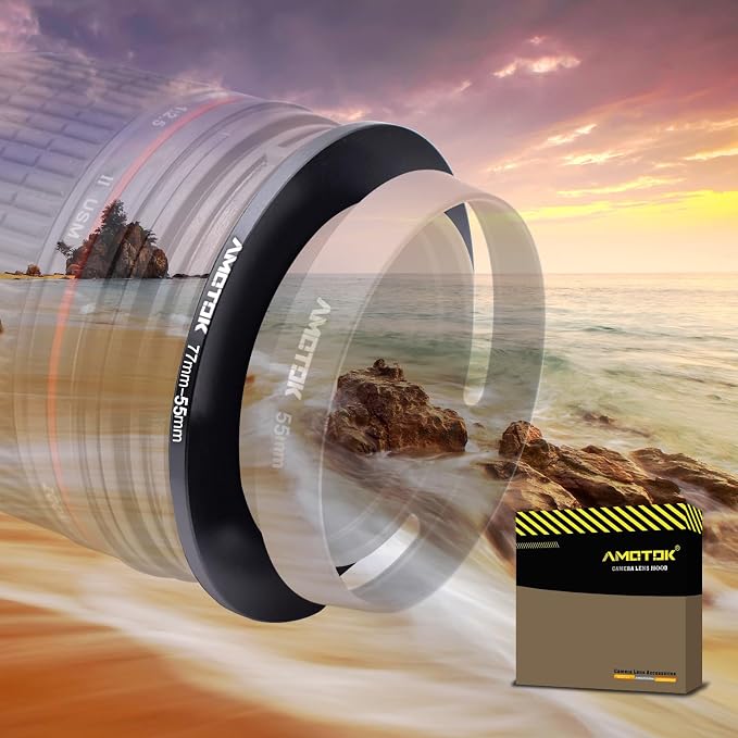77mm Lens to 55mm Camera Lens Adapter, 77mm to 55mm Filter Step-Down Ring by AMOTOK