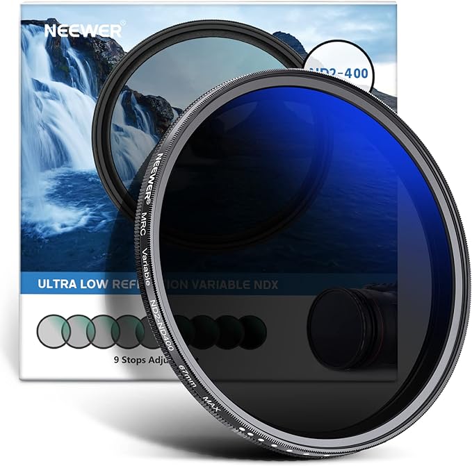 NEEWER 67mm Variable ND Filter ND2-ND400, Neutral Density Filter, Water and by Neewer