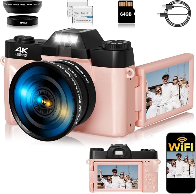4K Digital Camera for Photography, 75MP WiFi Vlogging Camera for YouTube by SMARTKLIK
