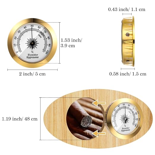 Frienda 2 Pcs Hydrometer 2 Inch Humidity Meter Cigar Humidor Hygrometers Round - Image 2